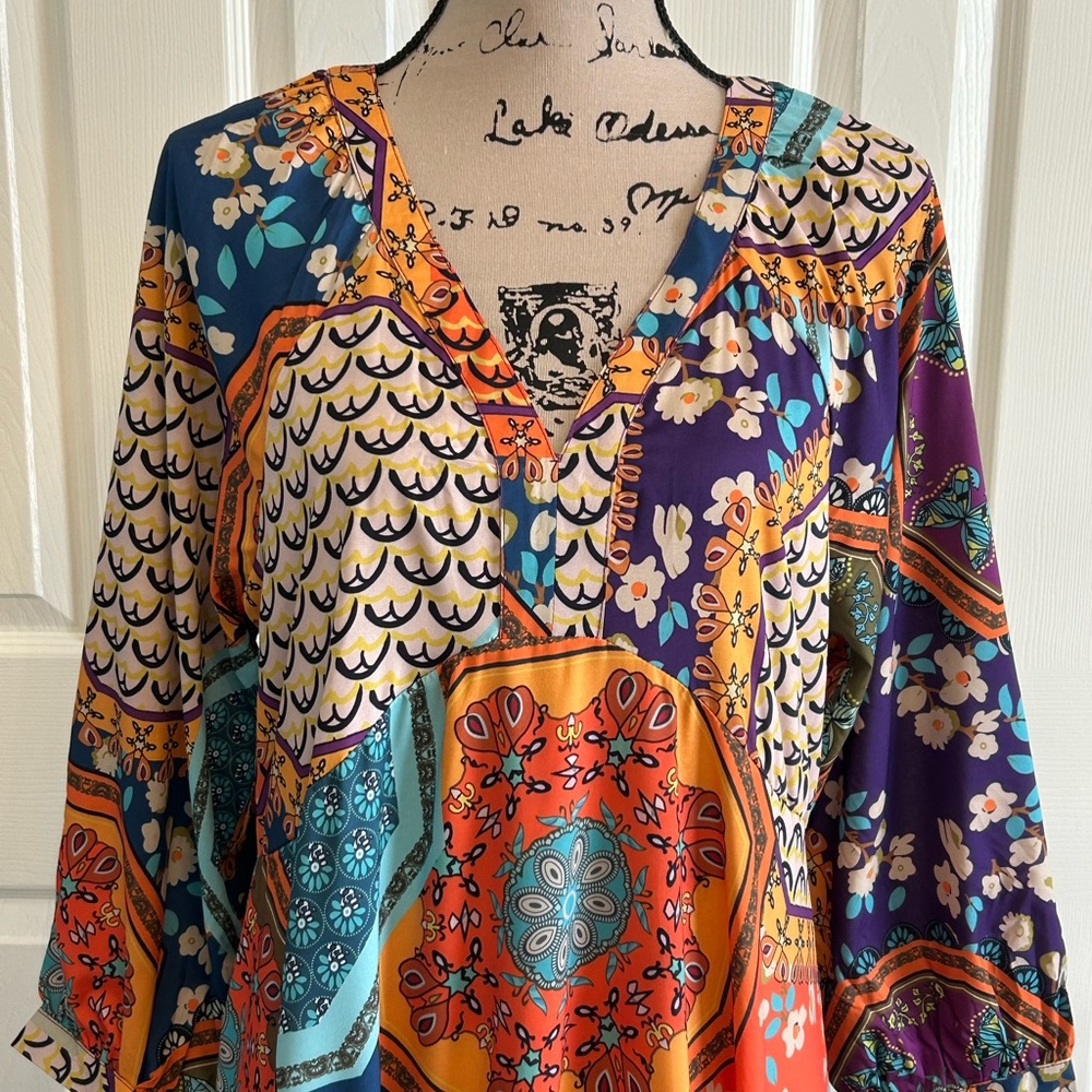 Colorful v-neck boho Maxi Dress nwt - Picture 3 of 6